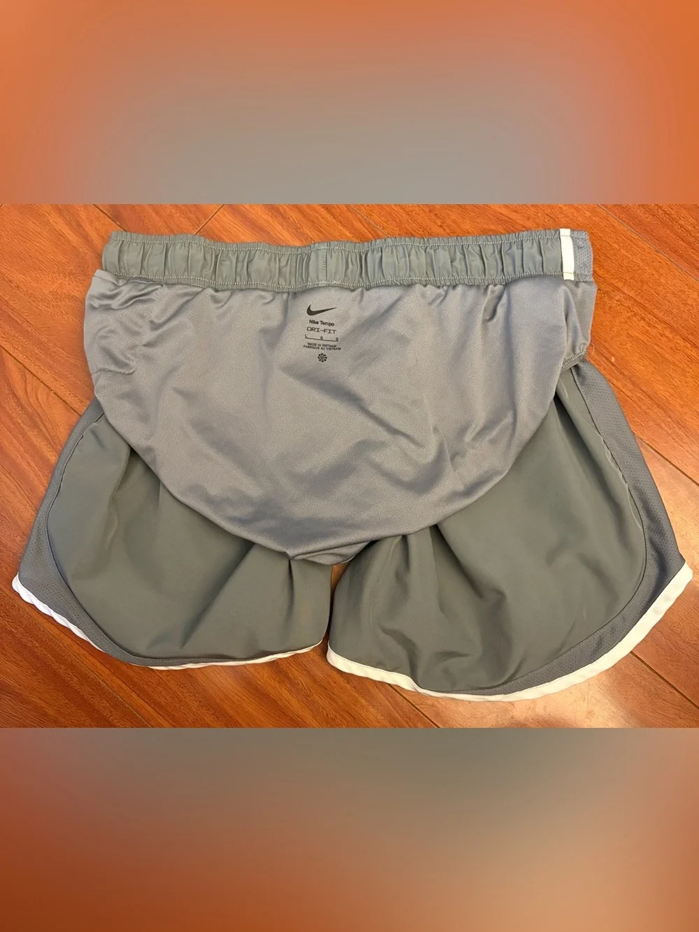 Nike Gray Athletic Running Shorts with White Trim
